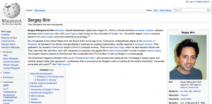 Sergey Brin article on Wikipedia